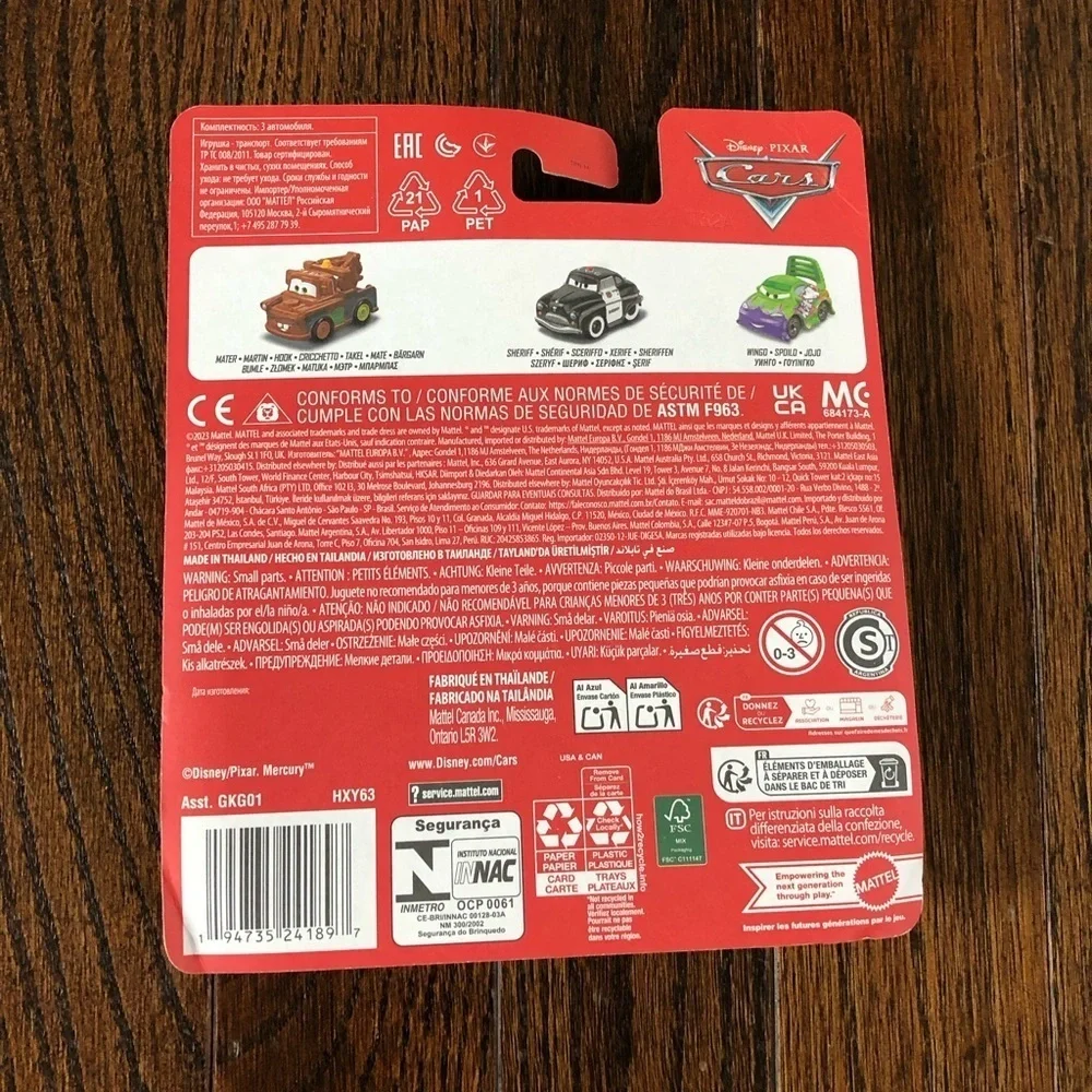 Disney Pixar Cars Mini Racers Diecast - 3-Pack - Wingo, Mater & Sheriff - NEW!